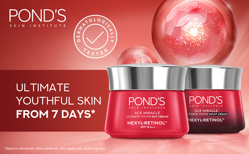 Pond's Age Miracle Day + Night Cream for Youthful Glow, 24-hour wrinkle correcting glow, 45g (Pack of 2 - Image 2