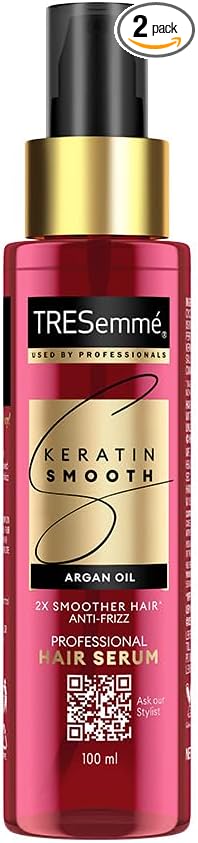 TRESemmé Keratin Smooth Anti-Frizz Hair Serum 100ml with Argan Oil, for 3X Smoother Hair and Long Lasting Frizz