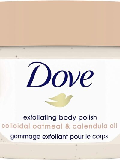 Dove Exfoliating Body Polish Scrub for Silky Skin Oatmeal & Calendula Oil Body Scrub Exfoliates & Gives Lasting Nourishment 10.5 oz 298g