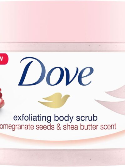 Dove Exfoliating Body Polish Scrub, Pomegranate & Shea Butter, with ¼ moisturising cream, 225ml