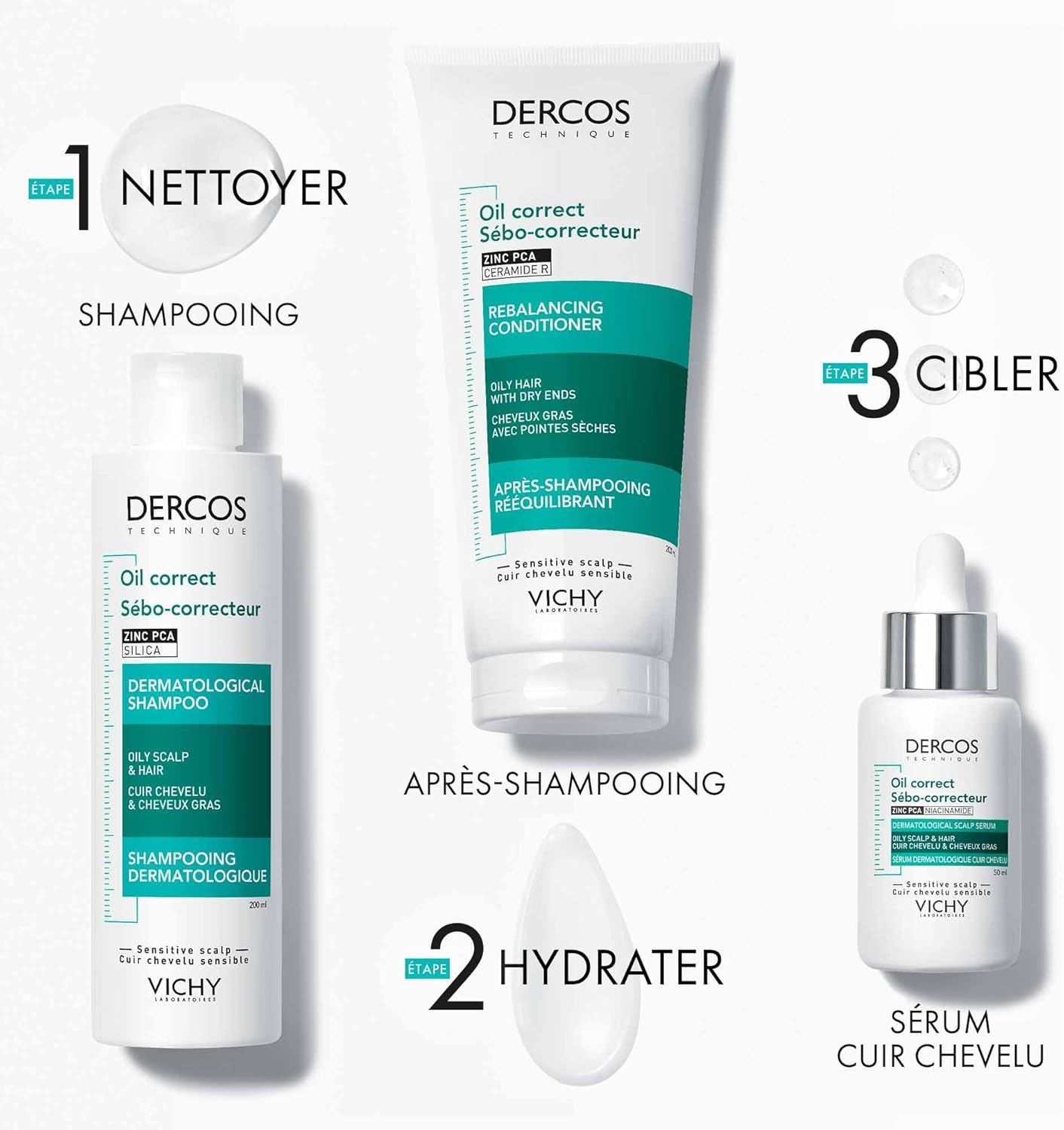 Dercos Oil Correct Shampoo for Oily Hair 200ml - Image 3