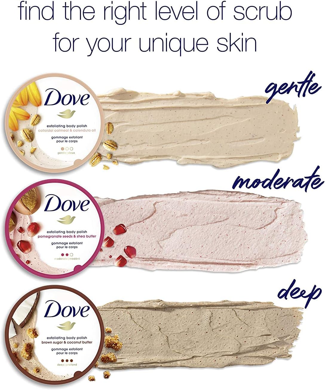 Dove Exfoliating Body Polish Scrub for Silky Skin Oatmeal & Calendula Oil Body Scrub Exfoliates & Gives Lasting Nourishment 10.5 oz 298g - Image 2