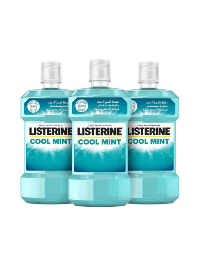 Listerine Cool Mint Milder Taste Mouthwash, Pack of 3x500ml