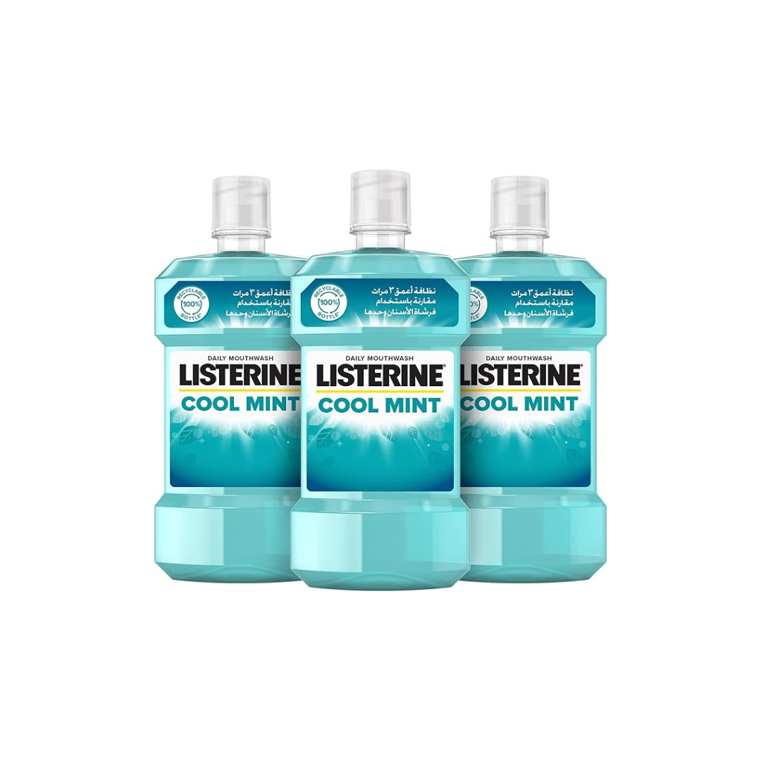 Listerine Cool Mint Milder Taste Mouthwash, Pack of 3x500ml