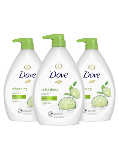 Dove Cucumber and Green Tea Refreshing Body Wash with Pump 1000ml (Pack of 3)
