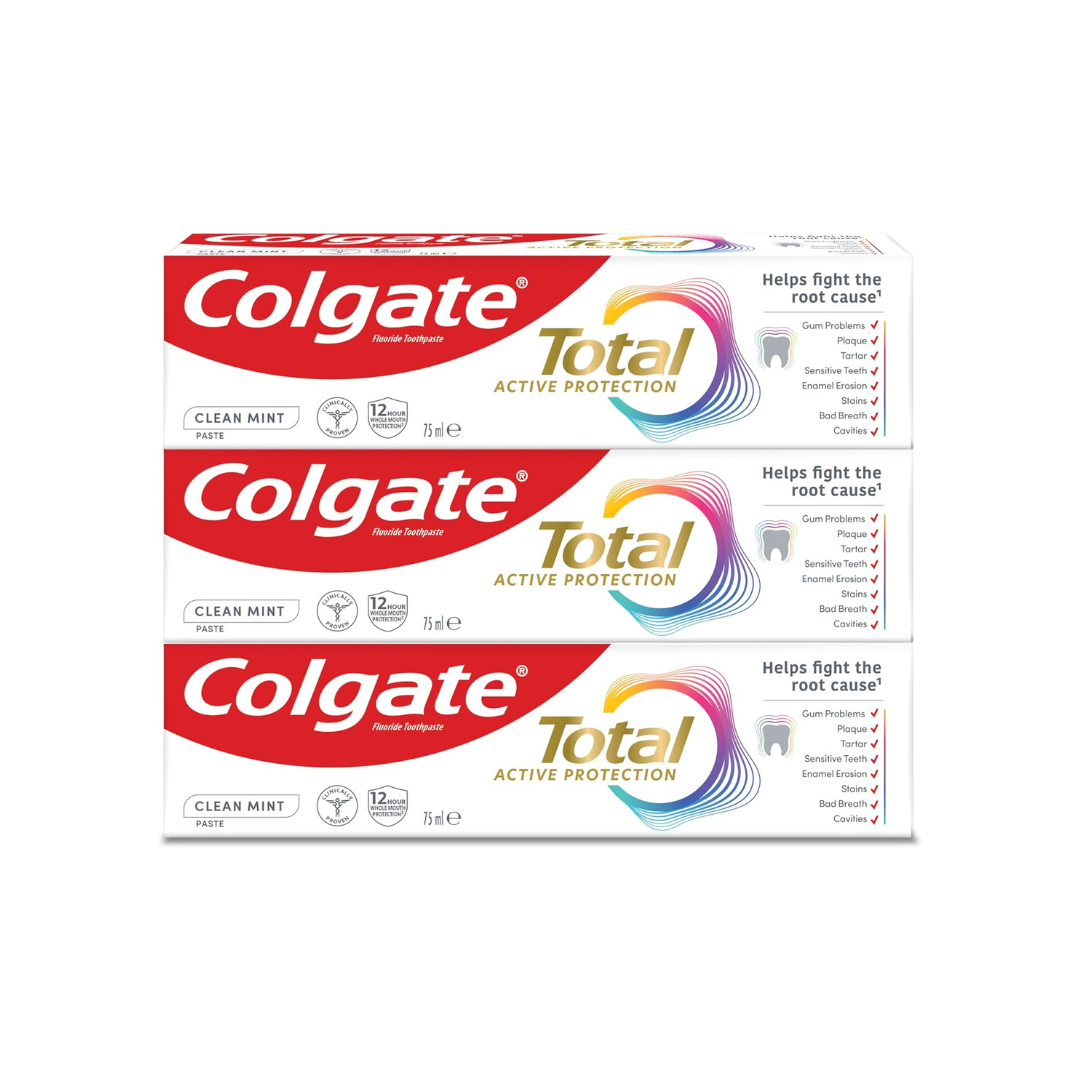 Colgate Total Active protection, toothpaste, Clean Mint 3x75ml