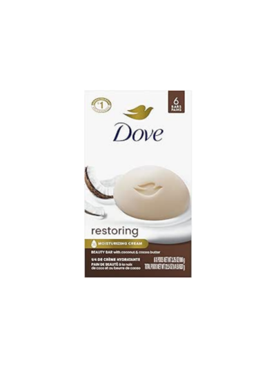 Dove More Moisturizing than Coconut Soap Bars, Coconut Milk Beauty Bar 4 oz, 6 Bar