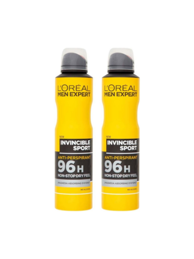 Loreal Paris Men Expert Invincible Sport Anti-Perspirant Body Spray 250ml (Pack of 2