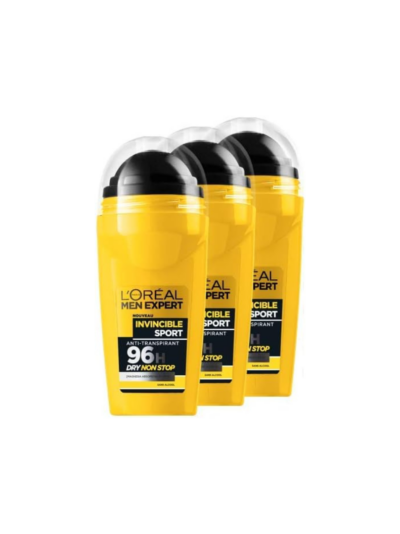L'Oréal Men Expert Invincible Sport Deodorant Ball, 50ml - Pack of 3