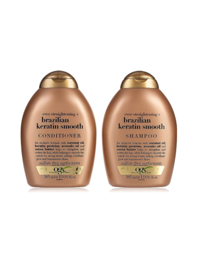 OGX Ever Straightening Shampoo & Conditioner with Brazilian Keratin, 385ml