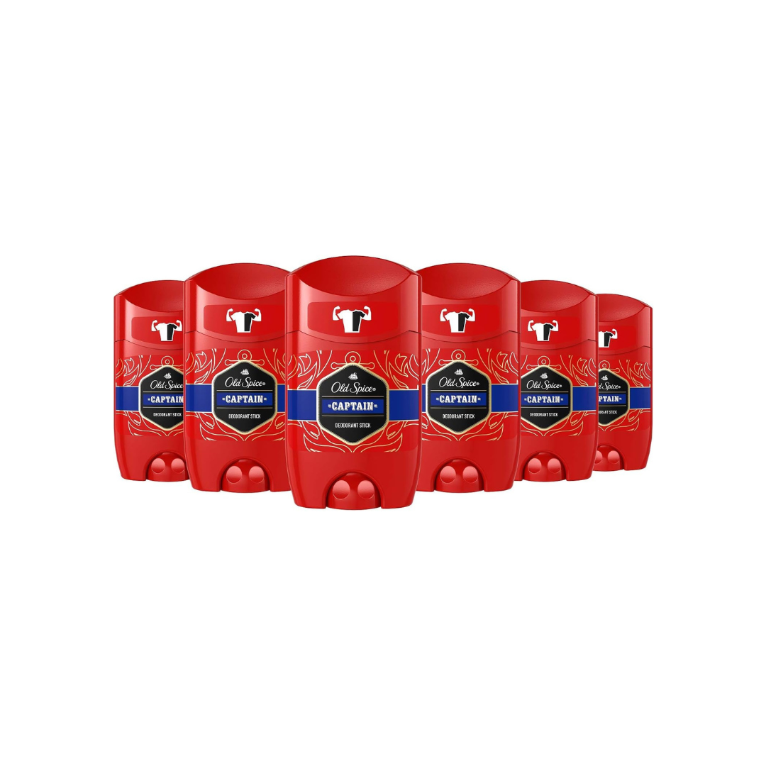 Old Spice Captain Deodorant Stick For Men, 6 x 50 ml