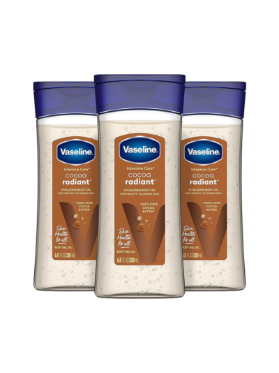Vaseline Intensive Care Body Gel Oil Cocoa Radiant 6.8 oz, Pack of 3, Brown, 6.8 Ounce