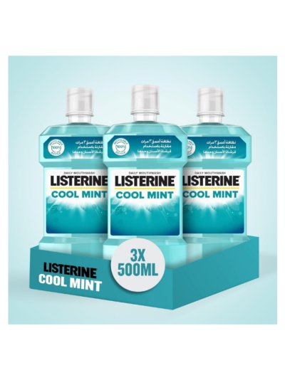 Listerine, Cool Mint Daily Mouthwash, Mint Flavour, 500ml (Pack of 3)