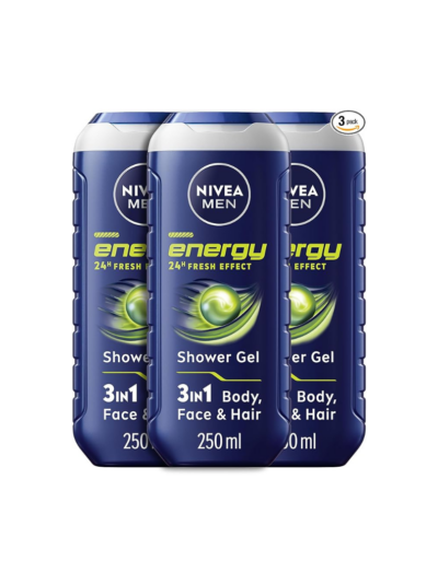 NIVEA Men Energy Masculine Scent 24h 3in1 Fresh Shower Gel, 3x250ml