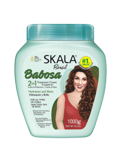 SKALA Brasil Babosa 2-in-1 Treatment Cream, 1000g, Hydration and Shine for Curly Hair, Aloe Vera and Shea Butter