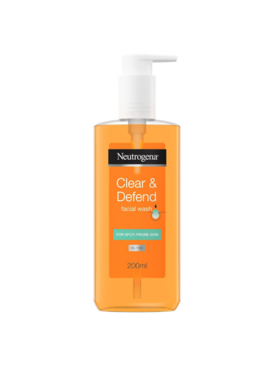 Neutrogena Clear & Defend Face Wash 200ml , With Salicylic Acid For Spot-Prone Skin Oil Free