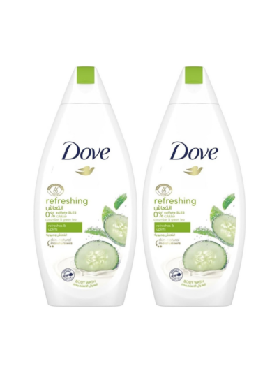 DOVE Refreshing Body Wash, for instant nourishing, Cucumber and Green Tea 500ml x 2