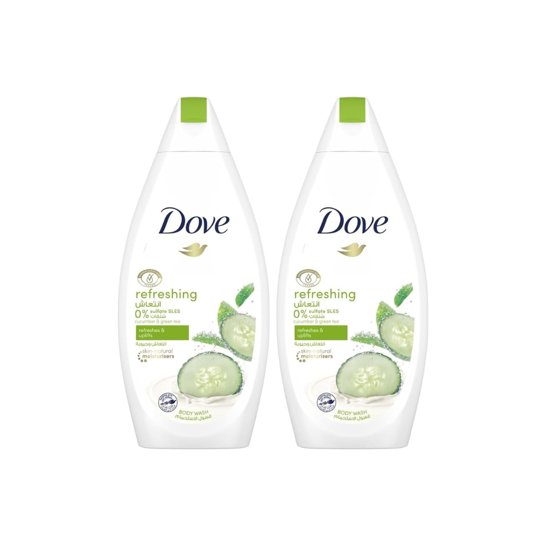 DOVE Refreshing Body Wash, for instant nourishing, Cucumber and Green Tea 500ml x 2