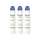 Dove 3 Pack of 250ml Women Original Anti-Perspirant Deodorant Spray Upto 48 Hour Protection