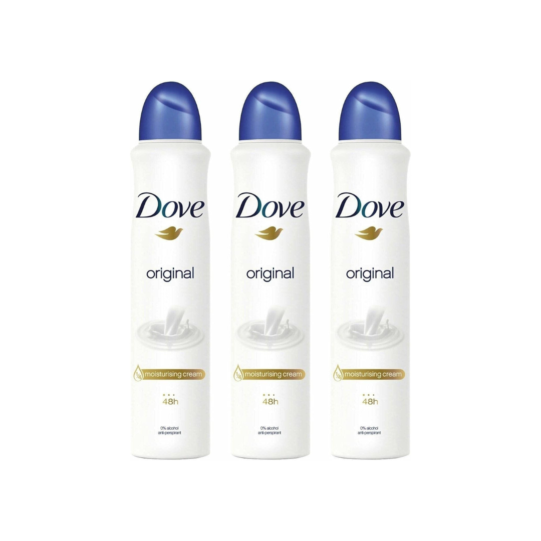 Dove 3 Pack of 250ml Women Original Anti-Perspirant Deodorant Spray Upto 48 Hour Protection